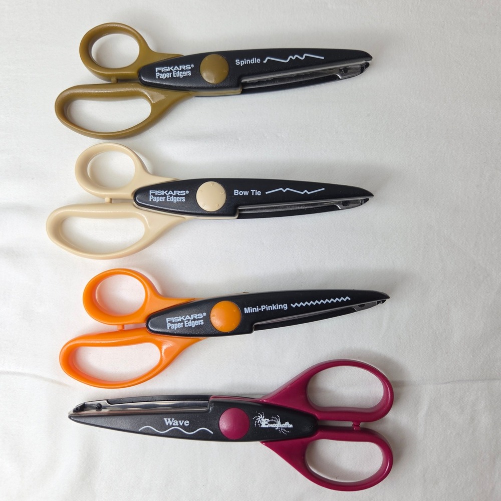 Fiskars Paper Edgers Decorative Craft Scissors Set of 4 Spindle Bow Tie Wave